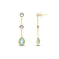 thumbnail image 3 of Round & Pear Cut Multi-Gemstone Earrings in 14K Gold, 3 of 5
