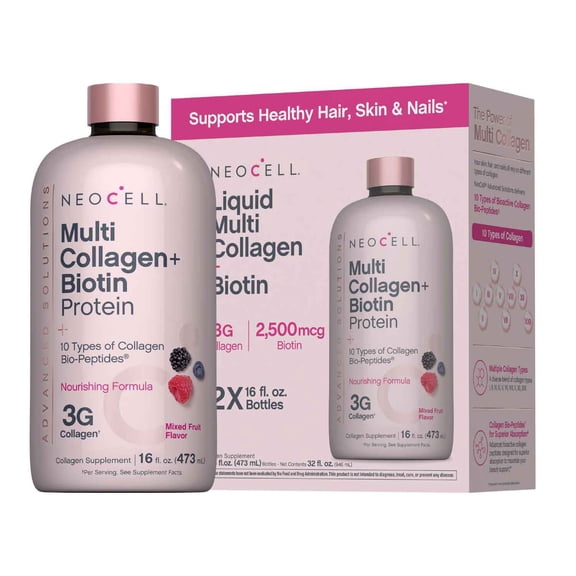 NeoCell® Multi Collagen + Biotin Mized Fruit-Flavored Powder, 16 fl. oz. (473 mL)