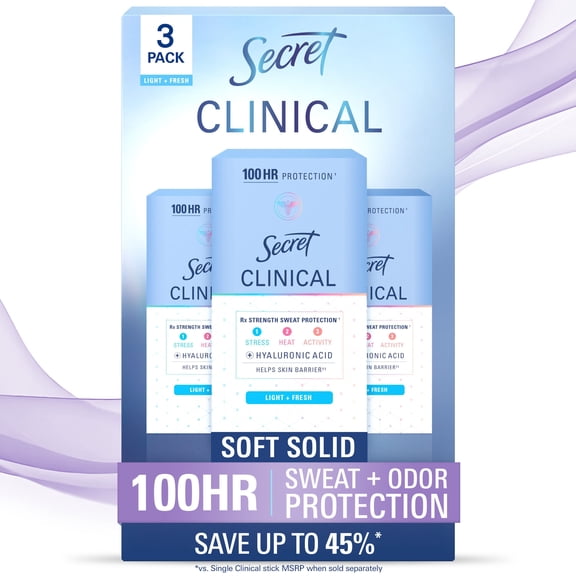 Secret Clinical Strength Antiperspirant Deodorant, Light & Fresh, 1.6 oz., 3 pk.