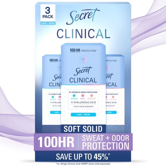 Secret Clinical Strength Antiperspirant Deodorant, Light & Fresh, 1.6 oz., 3 pk.