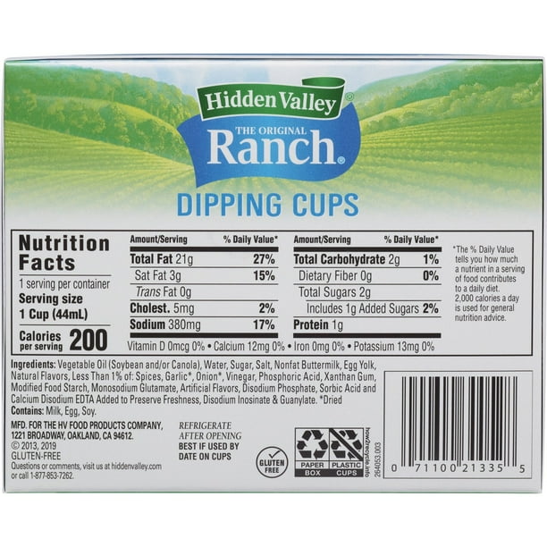 nutrition facts in ranch dressing Tessemae's Organic Avocado Ranch Dressing
