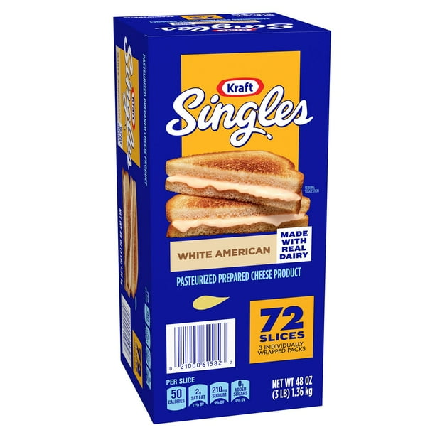 Kraft Singles Cheese Slices, White American Cheese 72 ct