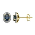 thumbnail image 1 of Oval Cut Genuine Gemstone & 0.16 CT.T.W. Diamond Halo Stud Earrings in 14K Gold, 1 of 4