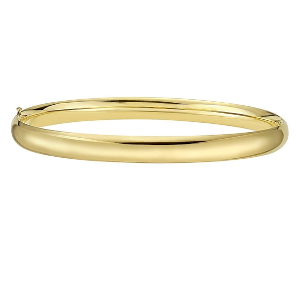 High Polished Hollow Bangle Bracelet in 14K Gold