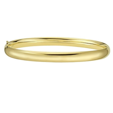 High Polished Hollow Bangle Bracelet in 14K Gold