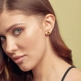 thumbnail image 5 of Round Cut Gemstone & 0.13 CT. T.W. Halo Diamond Stud Earrings in 14K Gold, 5 of 5