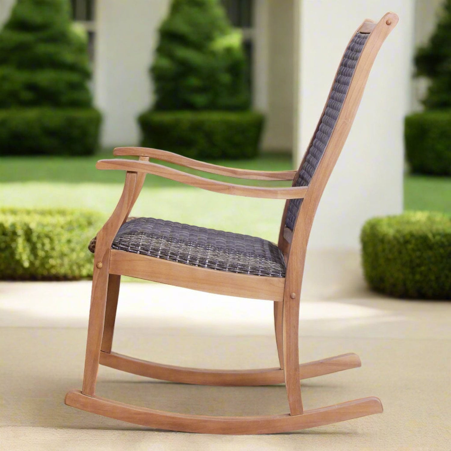 Cambridge Casual Teak and Wicker Rocking Chair - Thumbnail 2