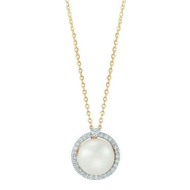 Freshwater Cultured Pearl Pendant with 0.11 CT. T.W. Diamonds in 14K Gold