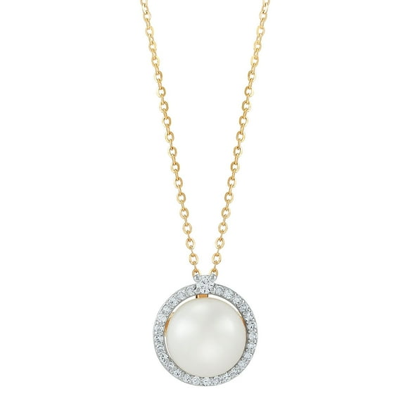Freshwater Cultured Pearl Pendant with 0.11 CT. T.W. Diamonds in 14K Gold