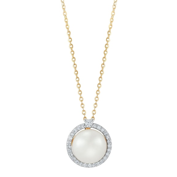 Freshwater Cultured Pearl Pendant with 0.11 CT. T.W. Diamonds in 14K Gold
