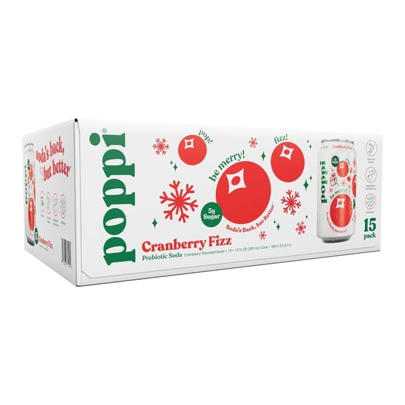 poppi Cranberry Fizz Prebiotic Soda , 12 fl. oz., 15 pk.