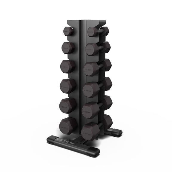 Centr Power Series 5-30 lb. Rubber Dumbbell Set with Rack