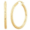thumbnail image 1 of Crystal Cut Round Hoop Earrings in 14K Gold, 1 of 6