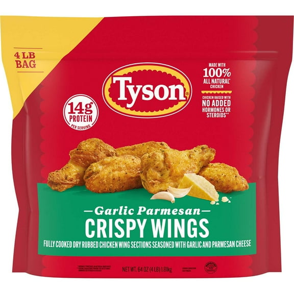 Tyson Garlic Parmesan Bone-In Oven Roasted Crispy Chicken Wings, Frozen, 4 lbs.