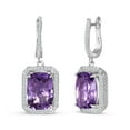 thumbnail image 1 of Cushion Cut Gemstone Halo Dangle Earrings in Sterling Silver, 1 of 5
