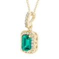 thumbnail image 2 of Emerald Cut Lab Created Gemstone & Diamond Halo Pendant Necklace in 14K Gold, 2 of 4