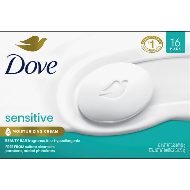 Dove Beauty Bar Soap, Sensitive Skin, 16