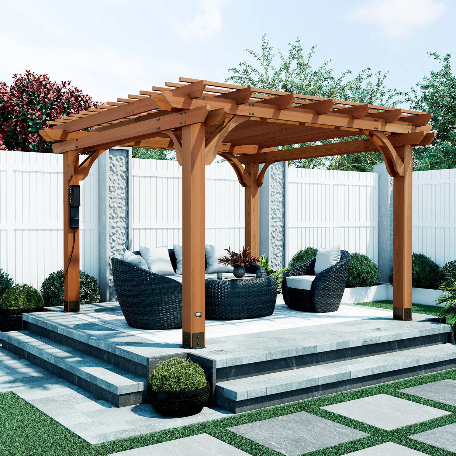 Backyard Discovery Beaumont Cedar Pergola with Trellis Roof and
