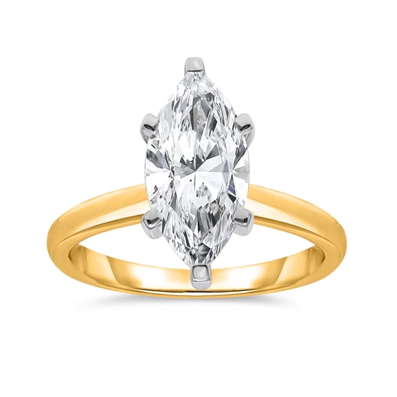 Lab Created Marquise Cut Solitaire Diamond Ring