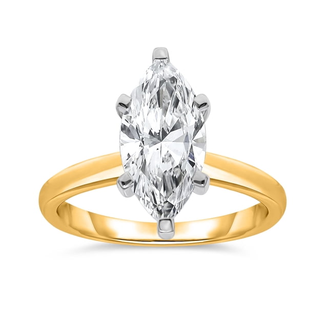 Lab Created Marquise Cut Solitaire Diamond Ring