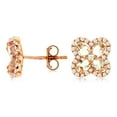 thumbnail image 1 of Oval Cut Gemstone & 0.35 CT.T.W. Diamond Clover Stud Earrings in 14K Gold, 1 of 3