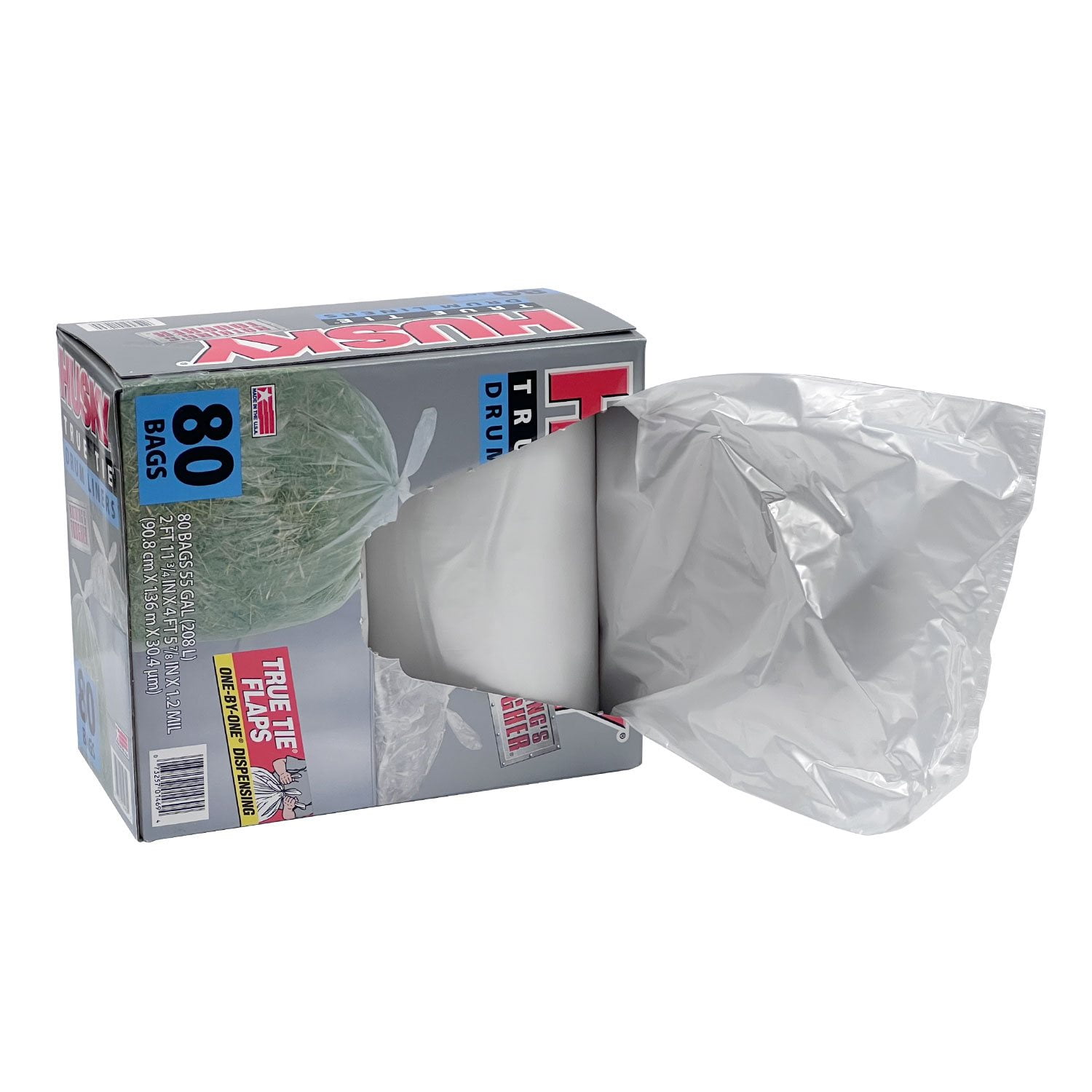 Husky 55-Gallon Clear Flap Tie Drum Liner Trash Bags (80 ct
