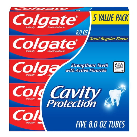 Colgate Cavity Protection Toothpaste with Fluoride, Regular Flavor, 8 oz., 5 pk.