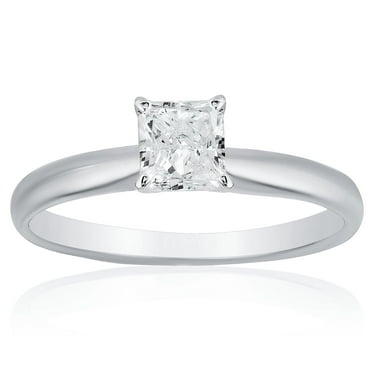 Princess Cut Solitaire Diamond Ring in 18K Gold