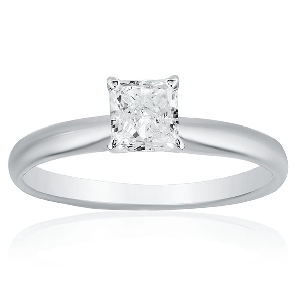 Princess Cut Solitaire Diamond Ring in 18K Gold