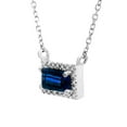 thumbnail image 2 of Baguette Cut Gemstone and 0.06 CT. T.W. Diamond Halo Pendant Necklace in 14K Gold, 2 of 3