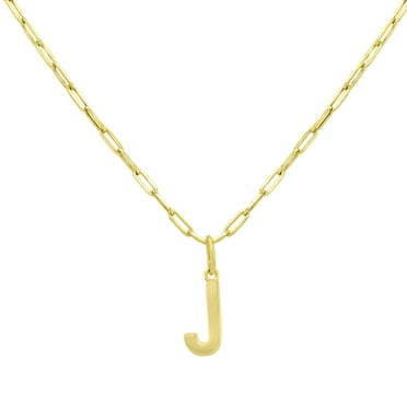 Initial Paperclip Chain Pendant Necklace in 14K Gold