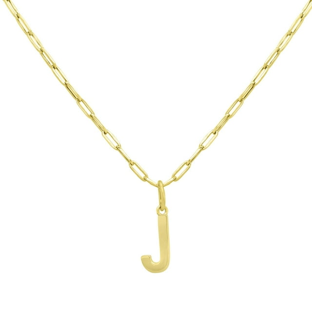 Initial Paperclip Chain Pendant Necklace in 14K Gold