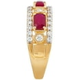 thumbnail image 3 of Emerald Cut Gemstone & 0.50 CT.T.W. Diamond Accent Band in 14K Gold, 3 of 4