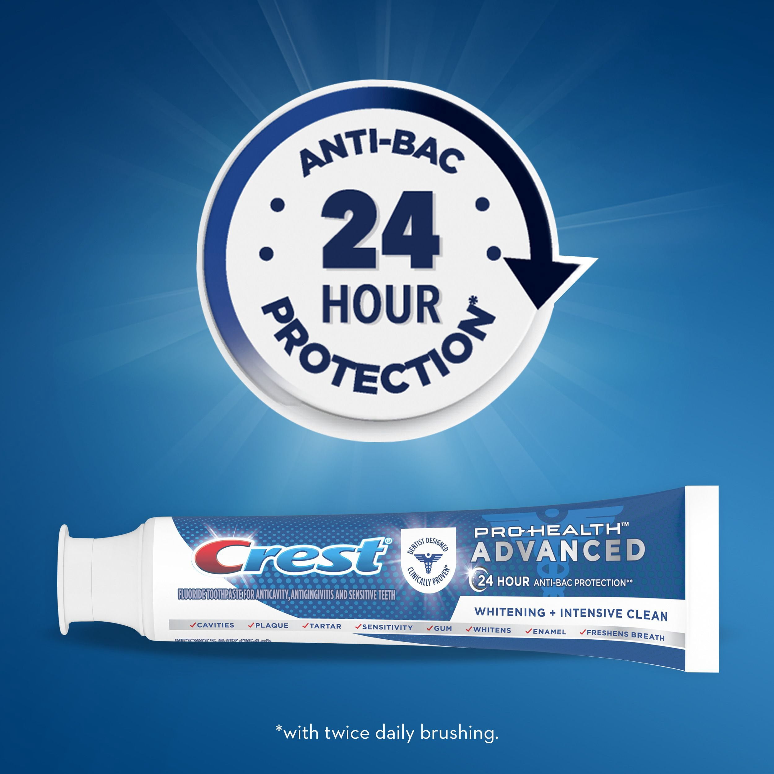 crest anti tobacco toothpaste Crest Pro-Health Advanced Whitening + Intensive Clean Toothpaste 5.8 oz 5 Pack