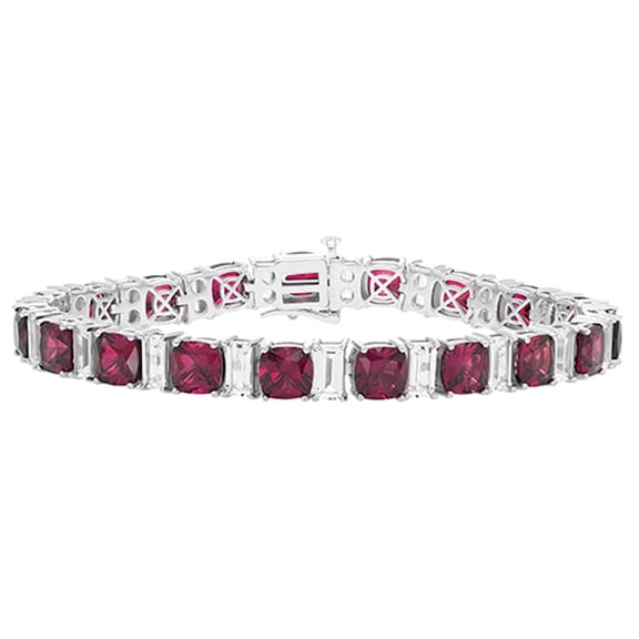Cushion Cut Gemstone Bracelet in Sterling Silver