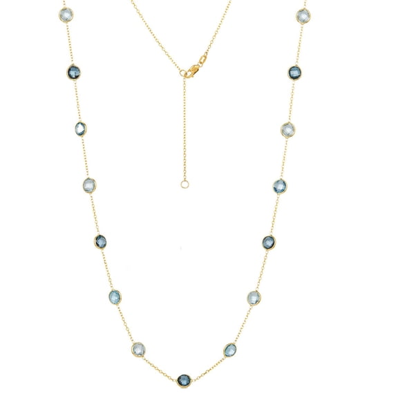 Multi Gemstone Station Necklace in 14K Gold
