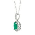 thumbnail image 2 of Oval Cut Genuine Gemstone & 0.11 CT. T.W. Diamond Halo Pendant Necklace in 14K Gold, 2 of 4