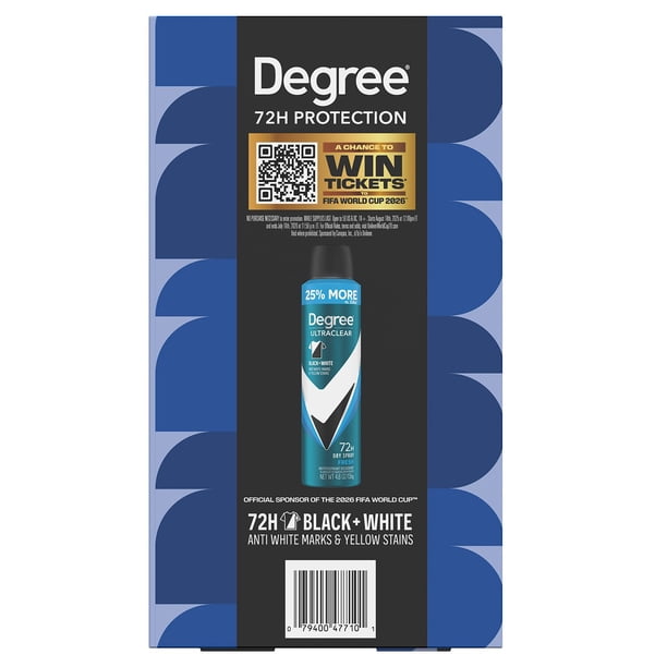Degree for Men Ultraclear Black+White Deodorant Dry Spray, Fresh