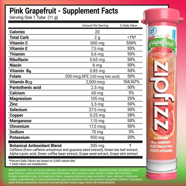 Zipfizz Energy Multi-Vitamin Hydration Drink Mix, Pink Grapefruit