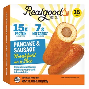 Real Good Foods Pancake & Sausage on a Stick, Frozen, 16 ct
