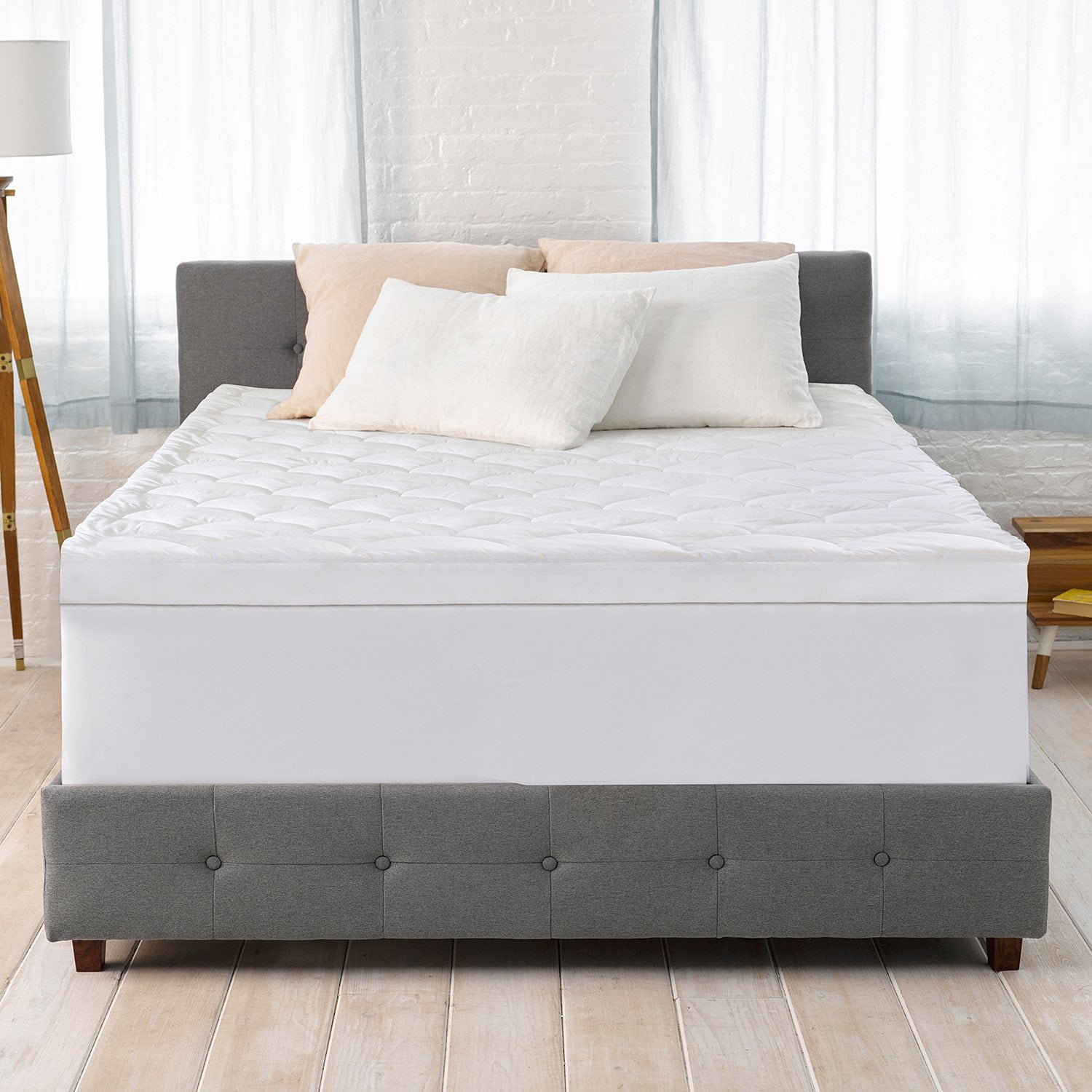 Serta 4 inch Pillow-Top \u0026 Memory Foam Mattress Topper - Full, White, image size:1500x1500