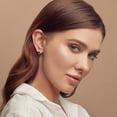 thumbnail image 4 of Emerald Cut Gemstone & 0.12 CT. TW Diamond Stud Earrings in 14K Gold, 4 of 4