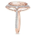 thumbnail image 4 of Oval-Cut Morganite White Sapphire and 0.34 CT. Diamond Halo Ring in 14K Gold, 4 of 9