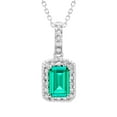 thumbnail image 1 of Emerald Cut Lab Created Gemstone & Diamond Halo Pendant Necklace in 14K Gold, 1 of 4