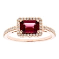 thumbnail image 1 of Emerald Cut Gemstone & 0.23 Halo Diamond Ring in 14K Gold, 1 of 4
