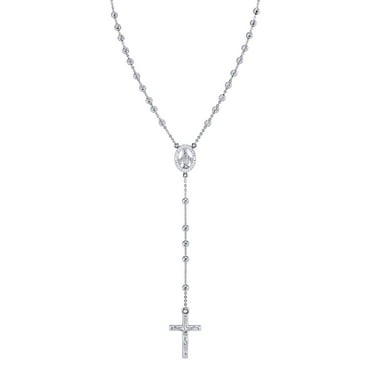 Diamond Cut Rosary Necklace in Sterling Silver