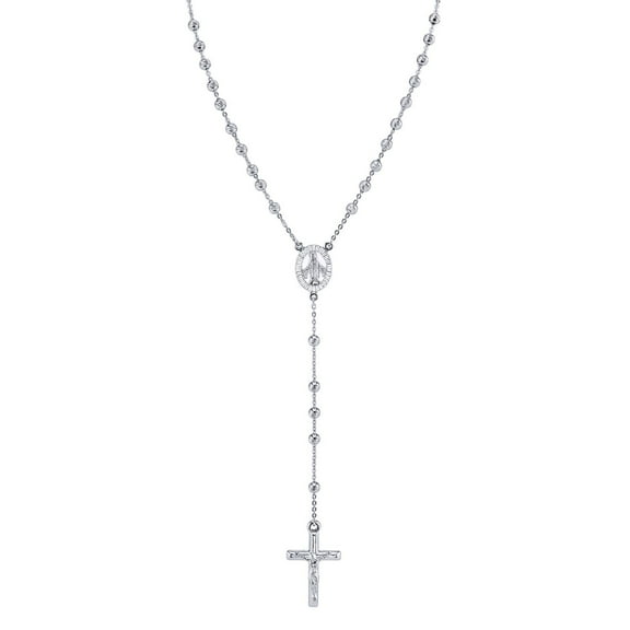 Diamond Cut Rosary Necklace in Sterling Silver