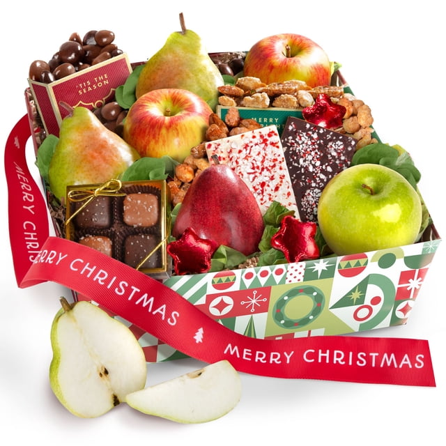 A Gift Inside Holiday Deluxe Fruit, Nut, and Treats Gift Basket