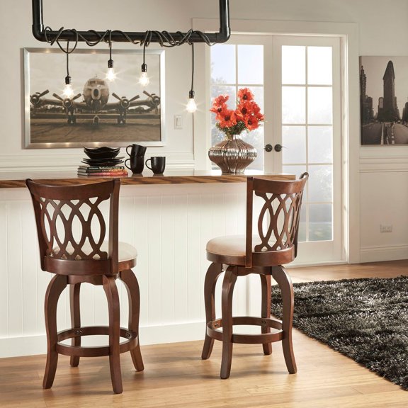 Marion 24" Scroll Back Swivel Stool, Assorted Colors