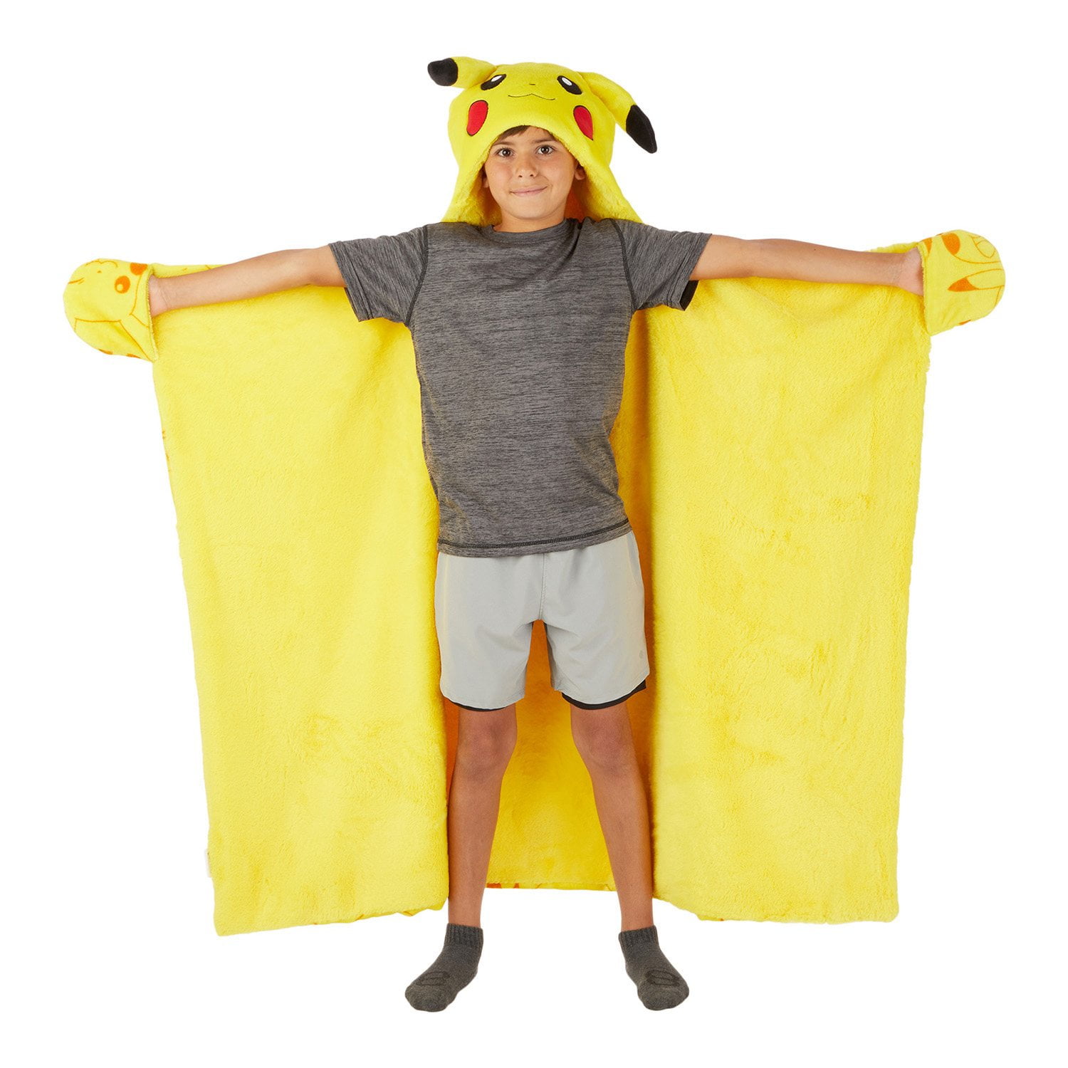 Kids' Plush Hooded Throw with Faux Fur Lining, 40